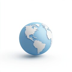 Light Blue 3D Earth Model on White Background