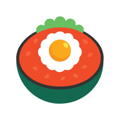 Kimchi fried rice topped with sunny side egg Vector illustration