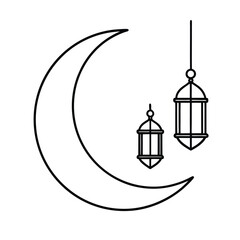 Elegant ramadan crescent moon lantern design festive islamic banner or advertisement graphic