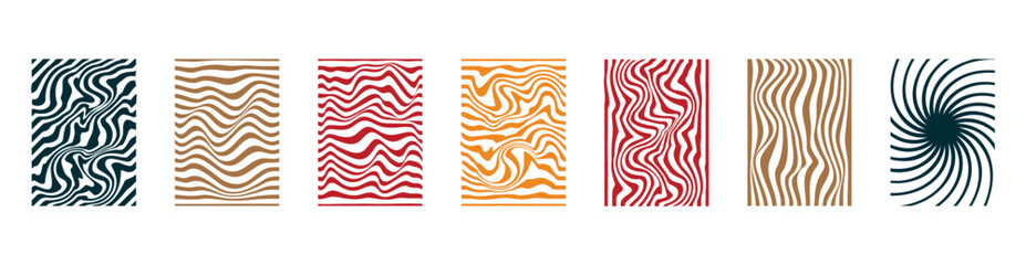 Groovy wavy black background elements. Retro, vintage elements. Vector EPS 10