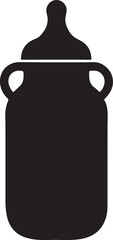 baby bottle silhouette, black and white silhouette, vector and illustration