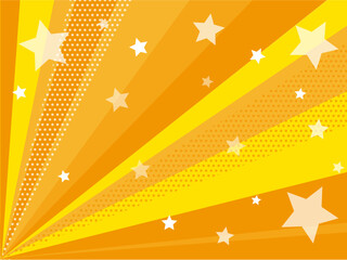 ポップな集中線とキラキラした星の背景素材