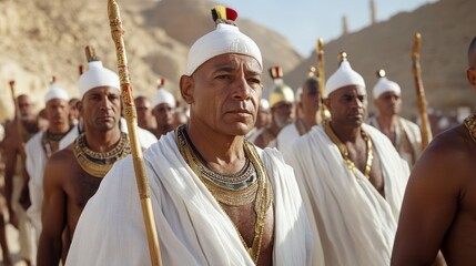 A solemn funeral procession to the Valley of the Kings, accompanied by chanting priests