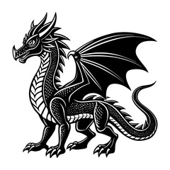 Download black dragon vector illustration: fantasy creature, mythical beast, dragon art, dragon design