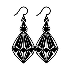 Elegant dangle earrings jewelry design vector, fashion accessory, geometric earrings, art deco style