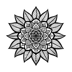 Downloadable floral mandala design vector, intricate flower pattern for coloring page and decoration use