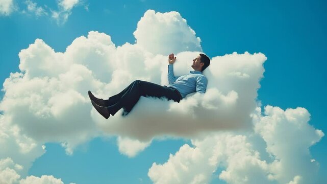 Businessman on clouds.  Created with AI.