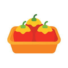 Stuffed bell peppers in oven dish warm meal Vector illustration