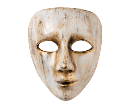 White mask ghost mask photo object isolated transparency background high fidelity vintage mysterious emotionless haunting expression