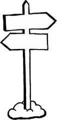Blank Signpost Illustration: Simple Direction Arrows, transparent background