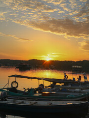 sunrise over the river at traditional fishing village