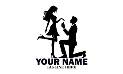 Illustration vector happy valentine's day couple proposing. World kissing day icon, world kissing day vector illustration and logo design