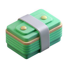 Cartoon stack of money bundled with a band isolated on transparent background
