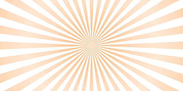 Retro sunburst background in warm peach tones with radial beams and a center point ideal for vintage designs and artistic projects