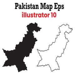 Obraz premium pakistan map vector eps with black silhouette and white outline styles compatible with adobe illustrator 10