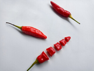 red chilli slice isolated on white background.