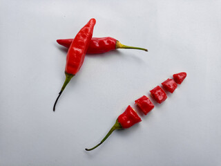 red chilli slice isolated on white background.