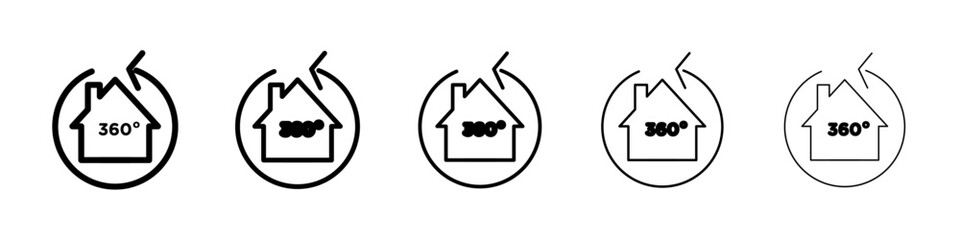 360 degree house icon isolated vector on white background set