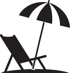 Beach chair and umbrella vector illustration for summer vacation and relaxation at the beach