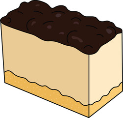 Vector illustration of a slice of blueberry cheesecake with a smooth cream cheese layer, golden biscuit crust, and a rich blueberry topping.