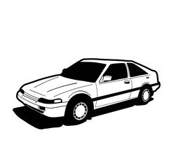 vintage classic street racing car illustration isolated in black