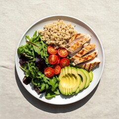 Clean Eating Bowl with Grilled Chicken and Fresh Veggies