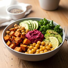 Colorful Vegan Buddha Bowl with Fresh Ingredients