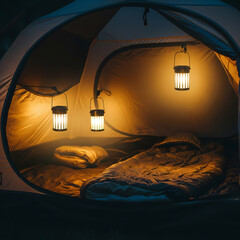  Solar Lanterns Hanging Inside Eco Camping Tent
