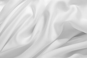 Obraz premium Texture of white silk fabric as background, top view