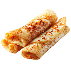 Golden Brown Rolled Pancakes Stacked Isolated on a transparent background crepe stack of pancakes