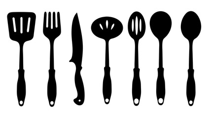 Cutlery set silhouette kitchen silhouette set