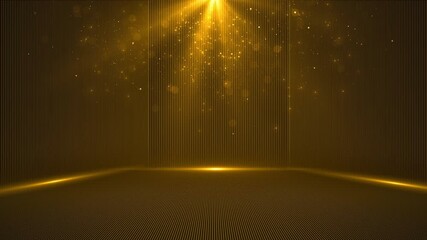 Abstract animation golden premium elegant glamour particles for celebrating birthdays holidays. stage spotlight 4k festive luxury design bokeh background light particles stars of golden light streaks - Powered by Adobe