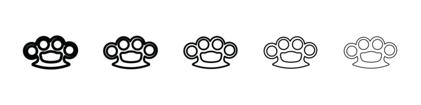 brass knuckles icon isolated vector on white background set