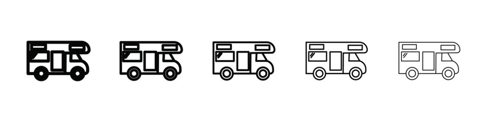 camping car icon isolated vector on white background set