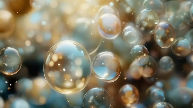 Abstract surface with floating bubbles creating a dreamlike scene.