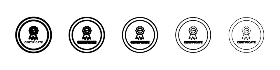 certificate icon isolated vector on white background set