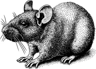 Engraved illustration of rat being: adorable and detailed animal vintage vector art