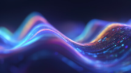 Cyberpunk Infographic Screen with Colorful Gradient and Data Flow