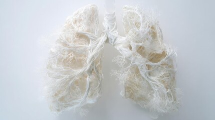 Pair of white gloves hanging on a white wall. the gloves appear to be made of a soft, textured material, possibly cotton or a similar material.