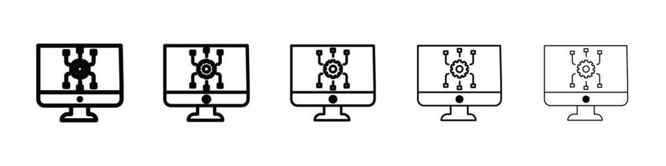 Computer Technology icon isolated vector on white background set