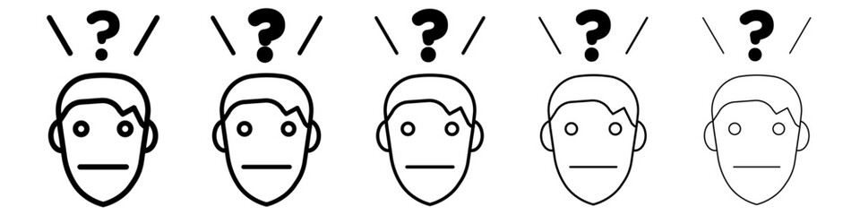 Confusing man icon isolated vector on white background set