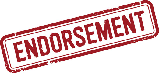 A red endorsement rubber stamp with a rectangular border on a white background, angled slightly right