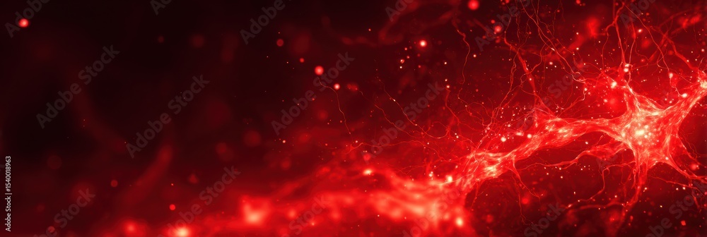 Poster Glowing Red Nervous System Representing Stress in a Calming Gradient Space Highlighting Emotional Responses and Neural Activity