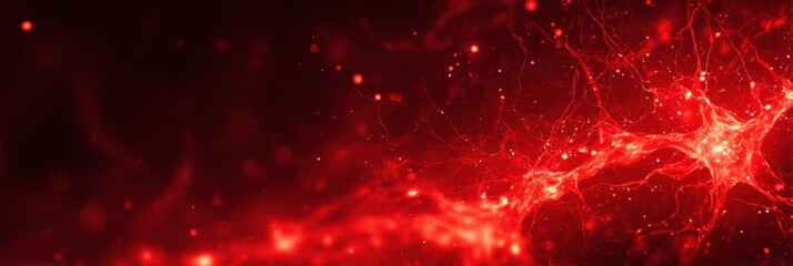 Glowing Red Nervous System Representing Stress in a Calming Gradient Space Highlighting Emotional Responses and Neural Activity