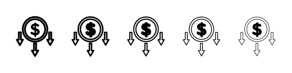 Cost reduction icon isolated vector on white background set