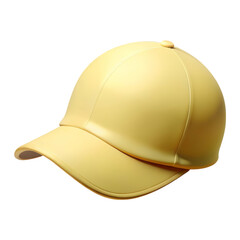 3d rendering plasticstyle icon of yellow baseball cap isolated on transparent background for trendy summer apparel and sport equipment