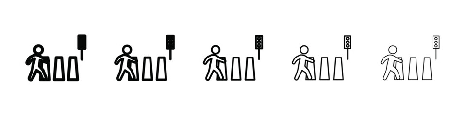 Crosswalk icon isolated vector on white background set