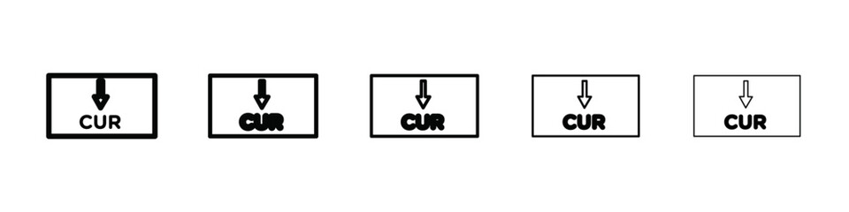 CUR File Document Icon isolated vector on white background set