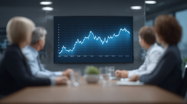 Team of Professionals Analyzing Financial Reports in a Modern Conference Room