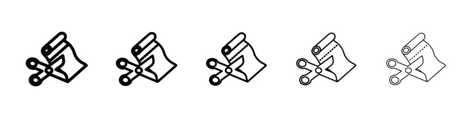 Cut roll of fabric icon isolated vector on white background set